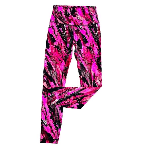 Lululemon Wunder Train High-Rise Tight Size 4 25" Incentive Pink Refresh Black - Picture 2 of 7